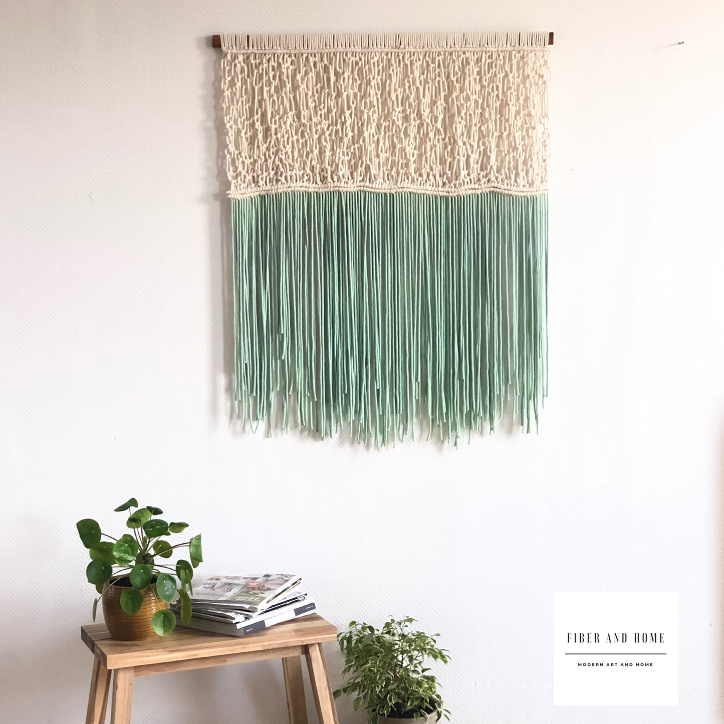 Macrame Soft Green Woven Modern Tapestry